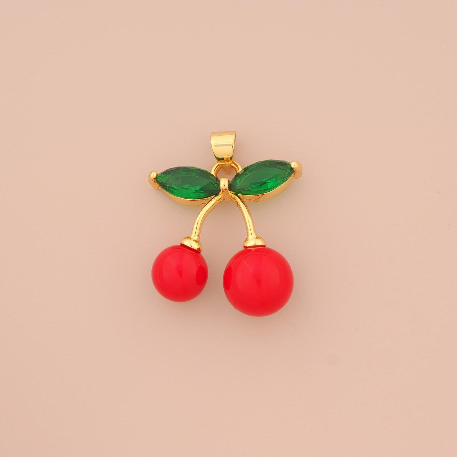 Cherry Pendant Necklace for Women – Cute Red Cherry Gold-Plated Imitation Jewellery