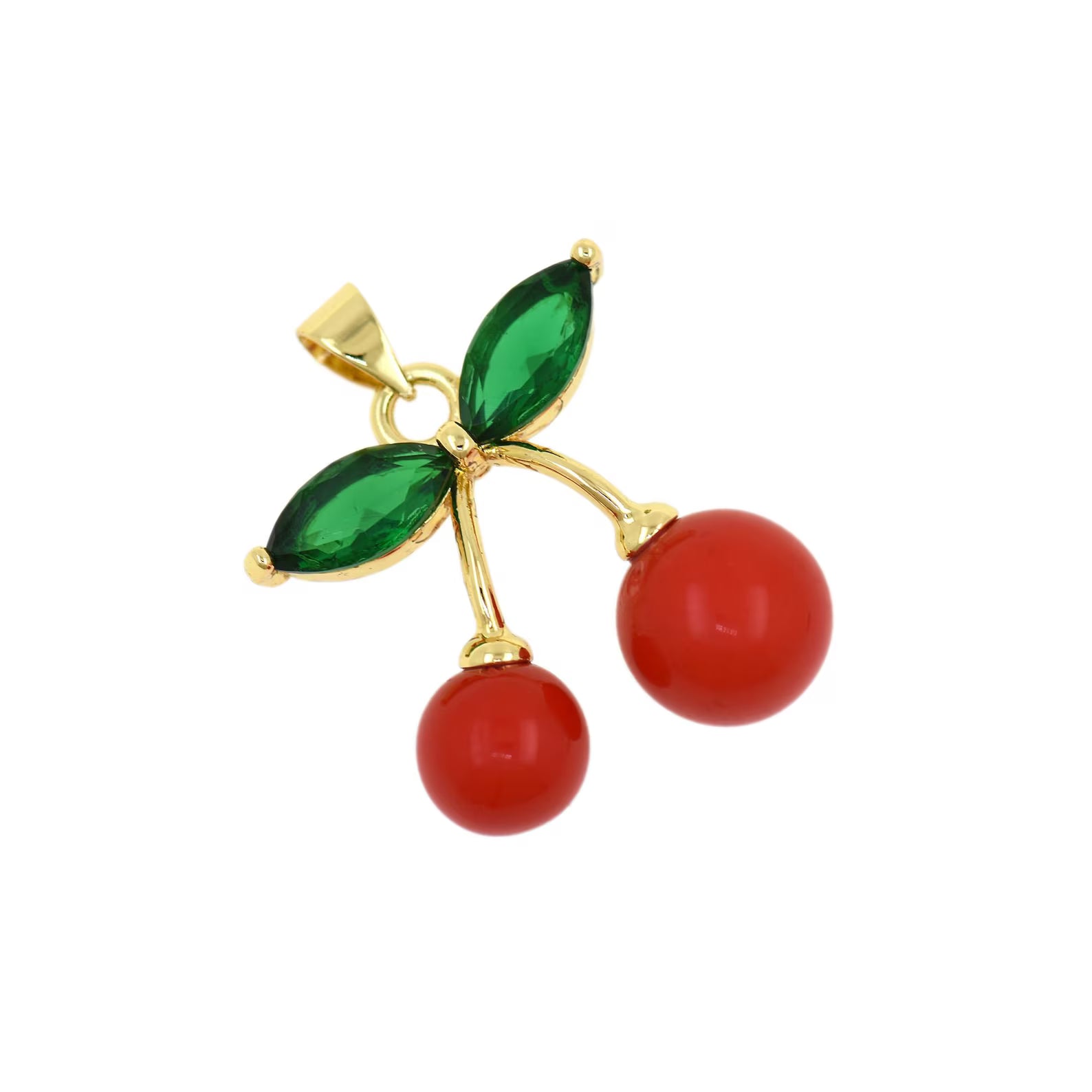 Cherry Pendant Necklace for Women – Cute Red Cherry Gold-Plated Imitation Jewellery