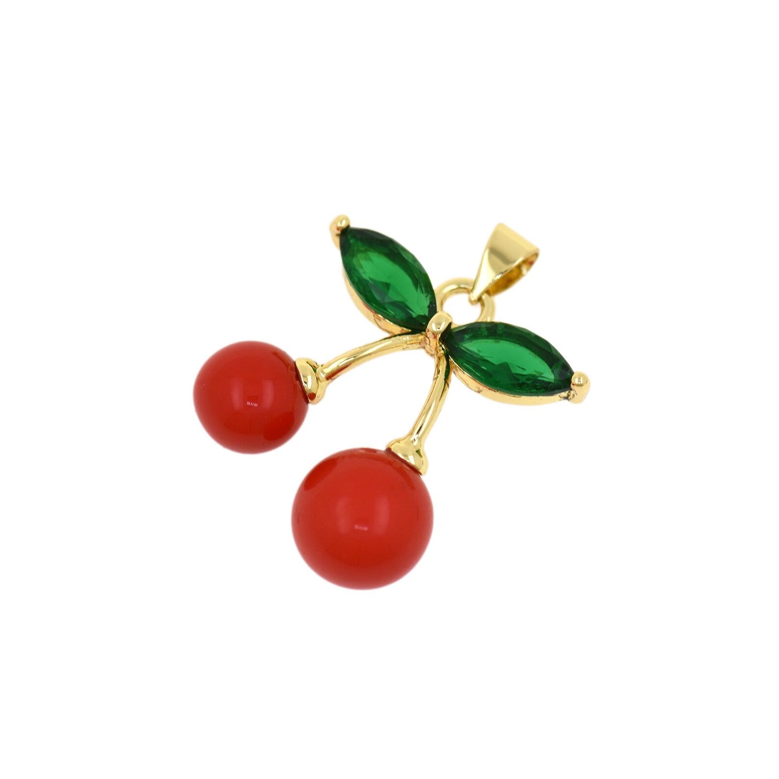 Cherry Pendant Necklace for Women – Cute Red Cherry Gold-Plated Imitation Jewellery