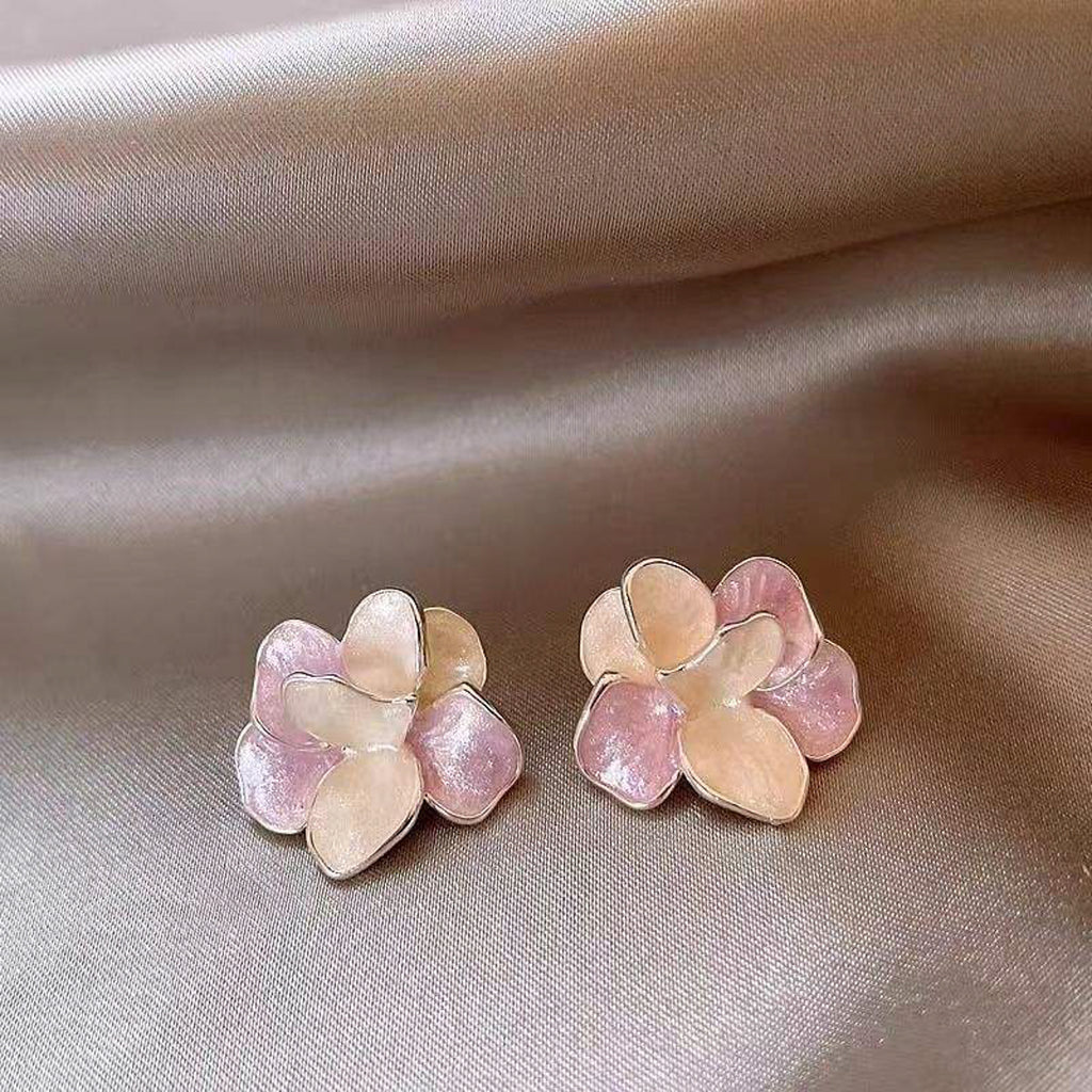 Elegant Pastel Floral Stud Earrings for Women | Pearl Finish Imitation Jewelry