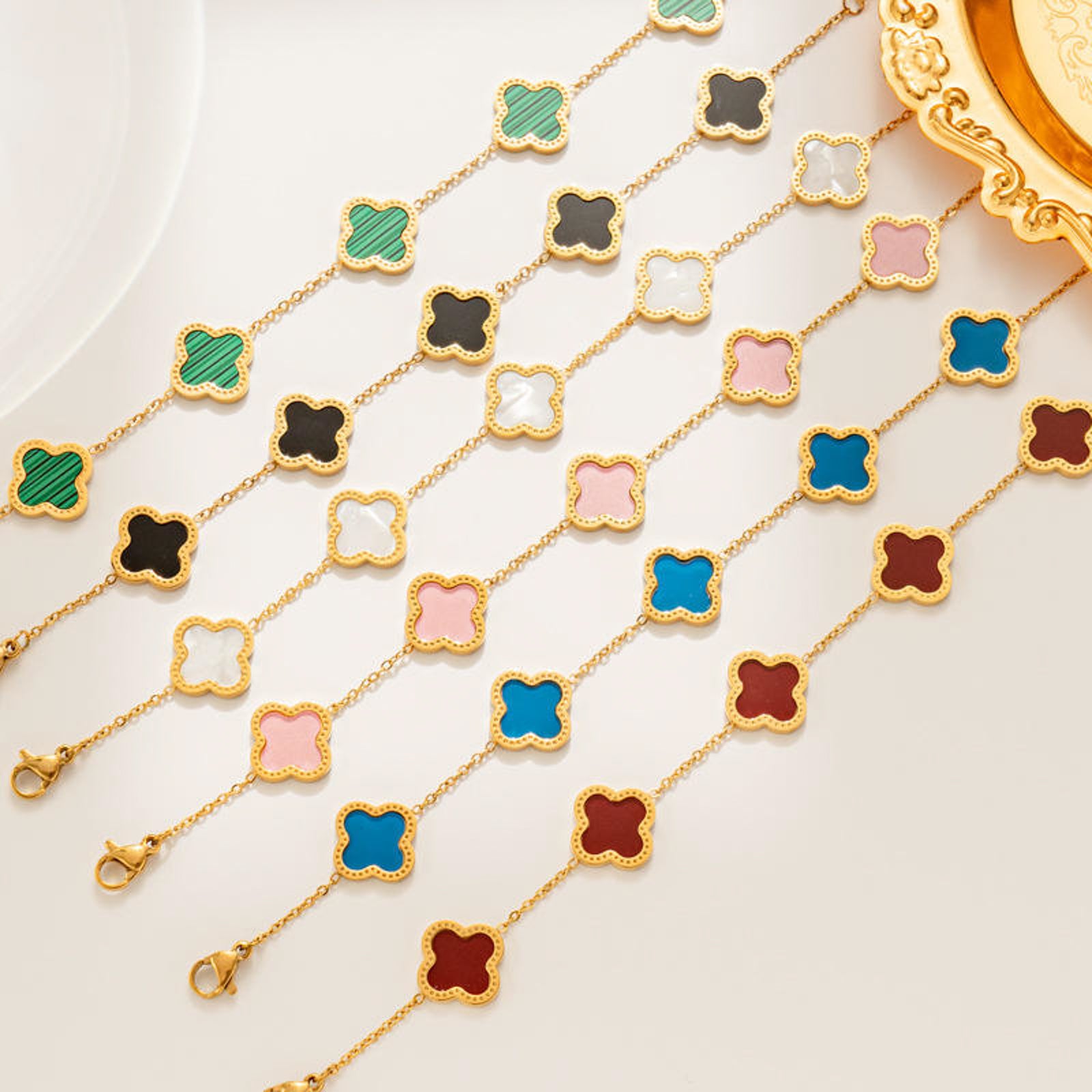 Gold Clover Charm Bracelet