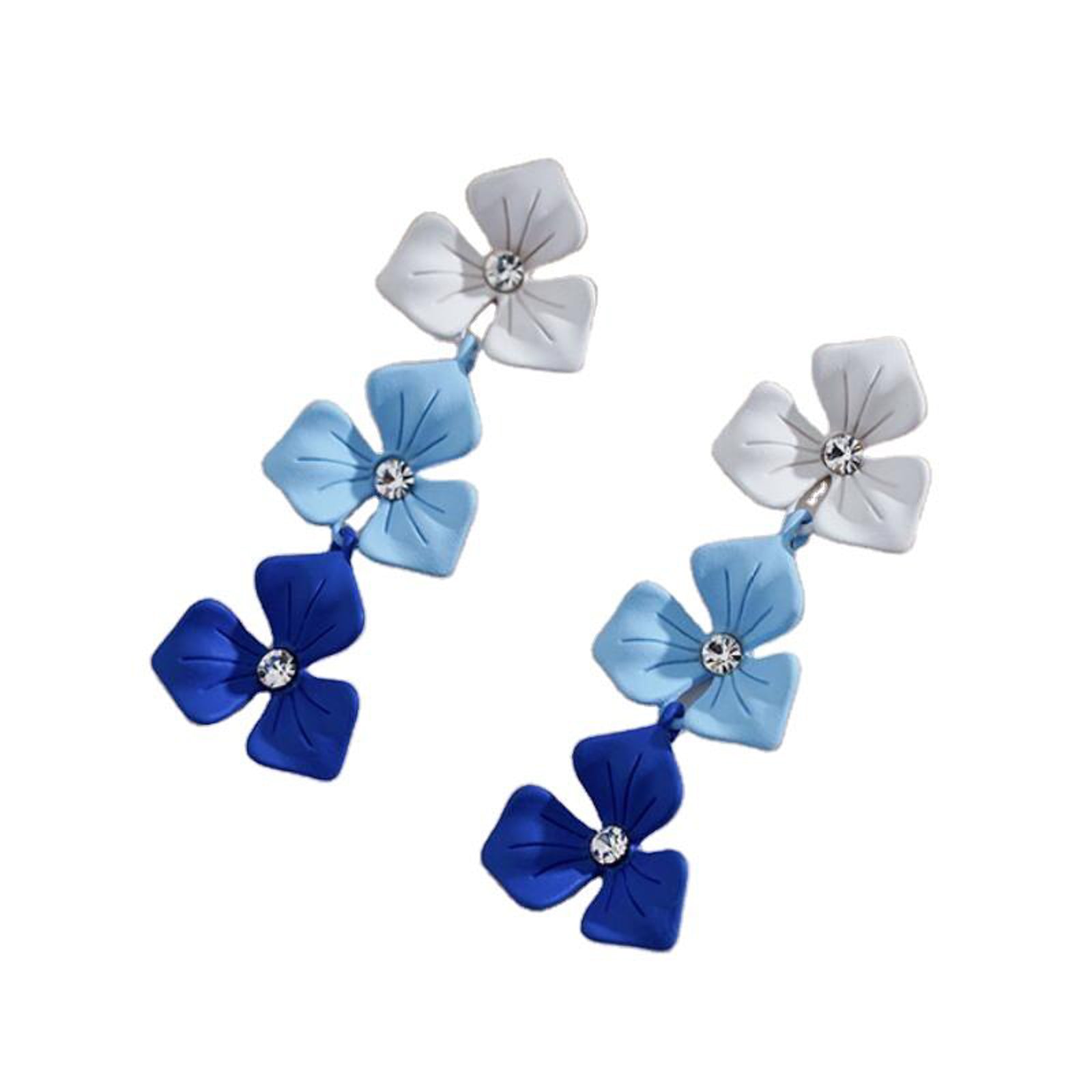 Blue & White Floral Drop Earrings for Women