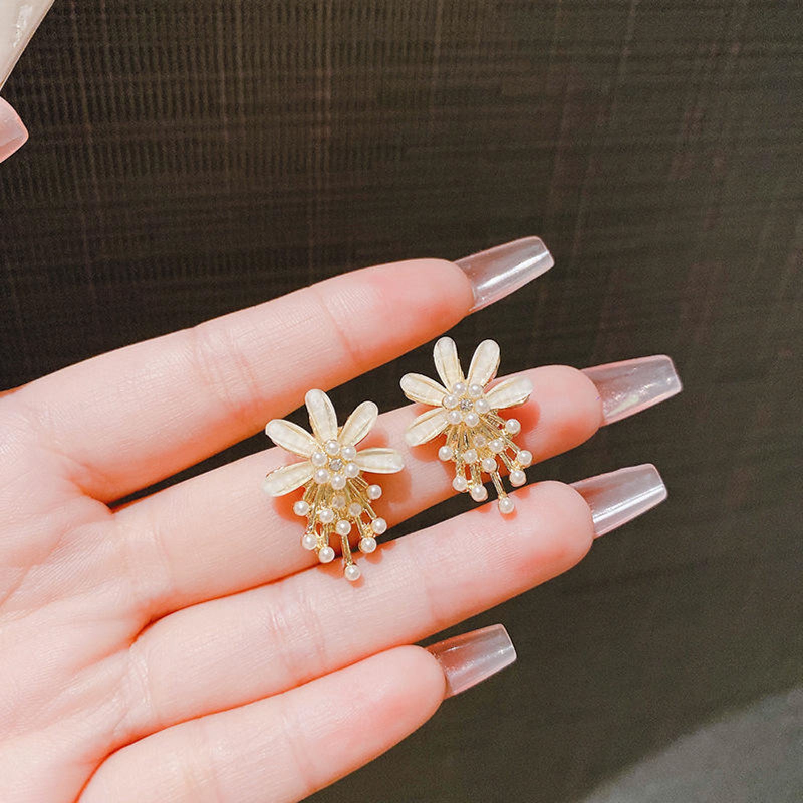 Elegant Floral Pearl Stud Earrings for Women