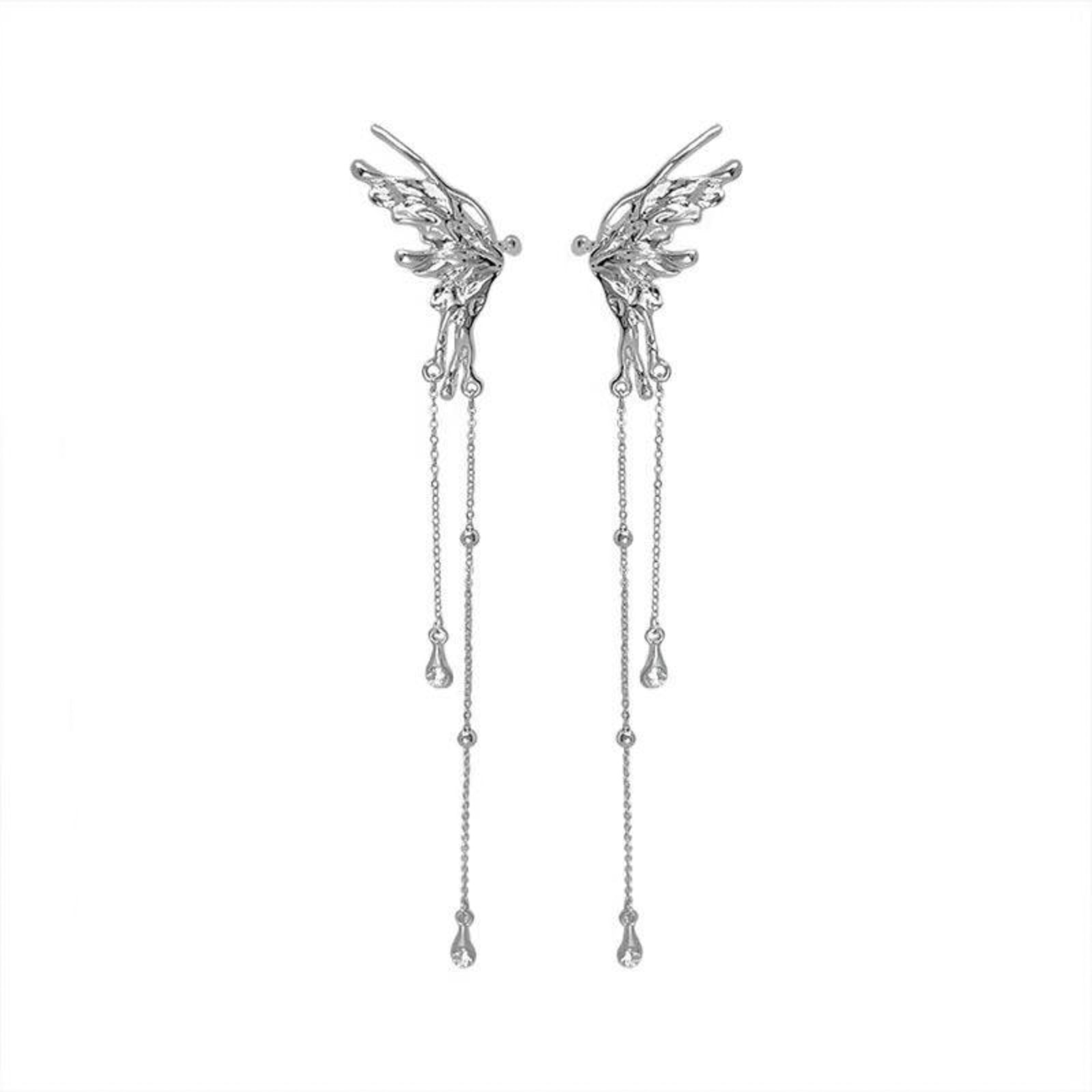 Sparkling Crystal Heart & Black Bow Earrings – Korean Style Drop Earrings for Women, Coquette Aesthetic Jewelry