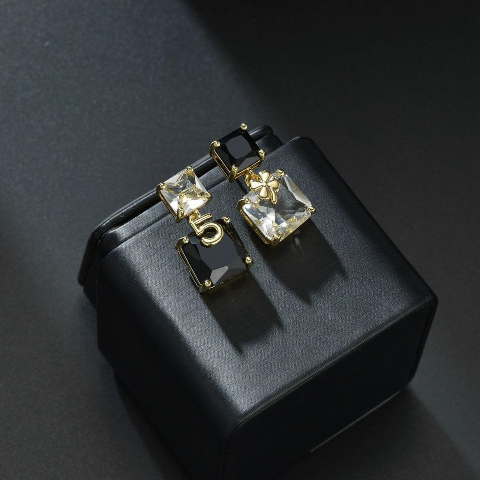 Luxury Black & White Crystal Drop Earrings for Women