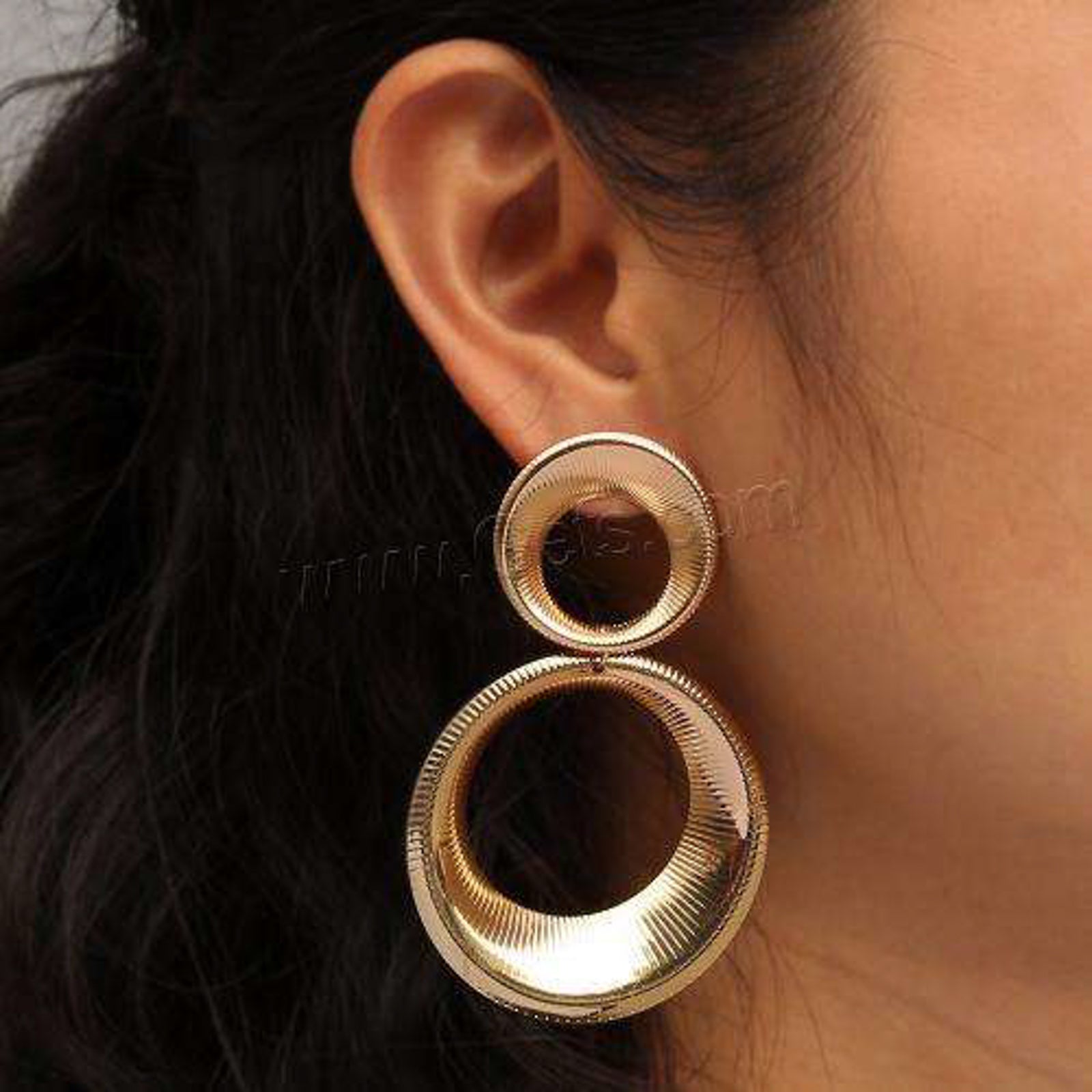 Textured Gold Double Hoop Earrings – Bold Statement Jewelry for Modern Style