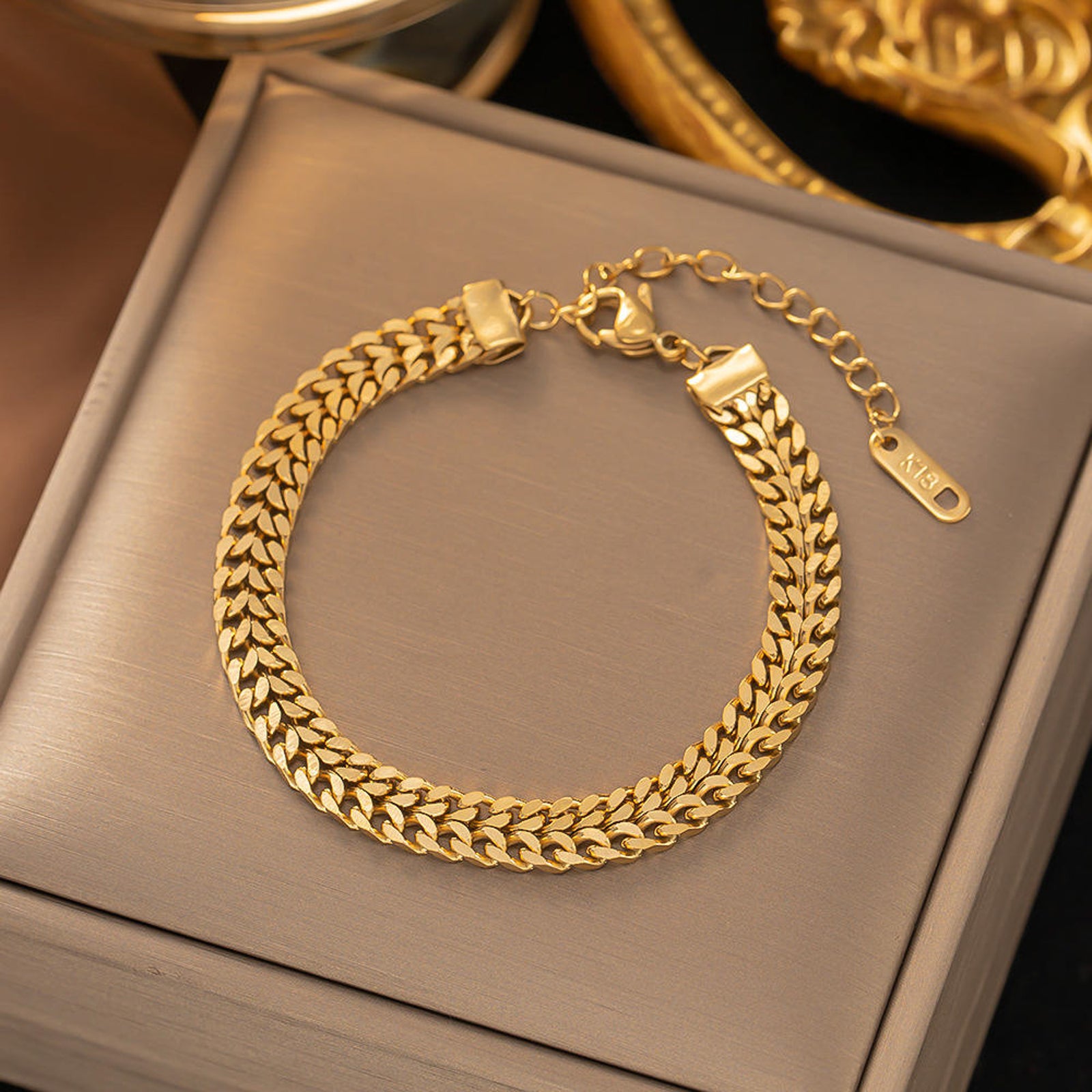 Gold Double Chain Bracelet  – Adjustable Minimalist Jewelry for Women