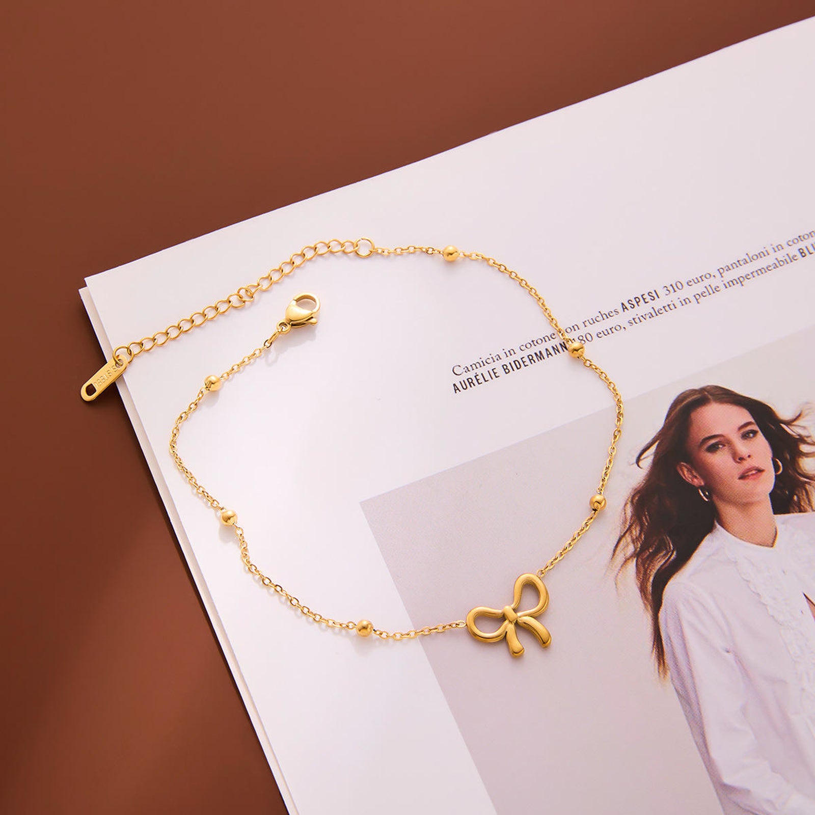Elegant Gold Bow Charm Bracelet for Women | Minimal Imitation Jewellery | Adjustable Chain Bracelet