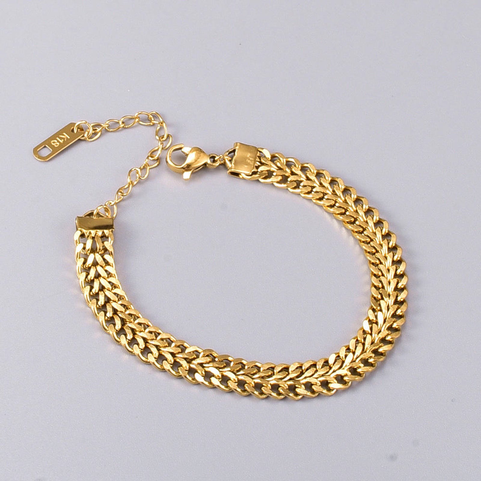 Gold Double Chain Bracelet  – Adjustable Minimalist Jewelry for Women