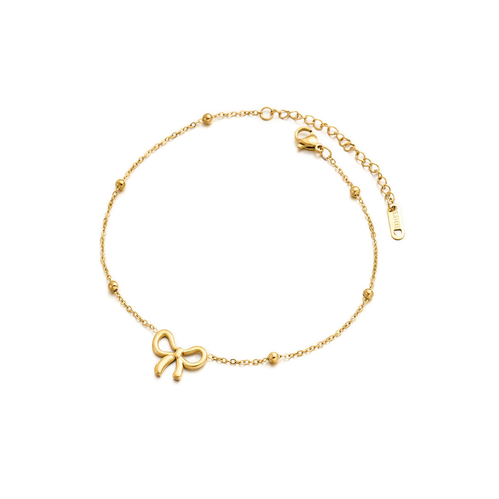 Elegant Gold Bow Charm Bracelet for Women | Minimal Imitation Jewellery | Adjustable Chain Bracelet