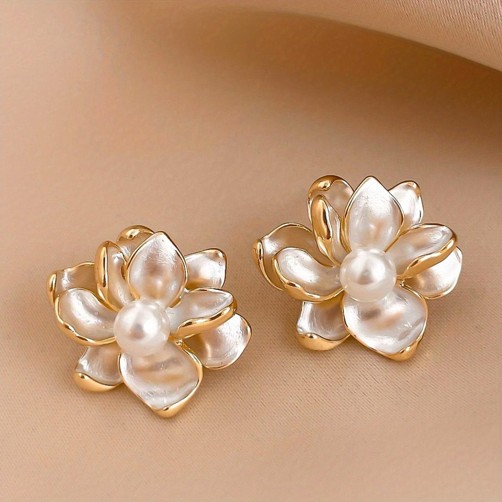 Pearlescent Camellia Bloom Studs