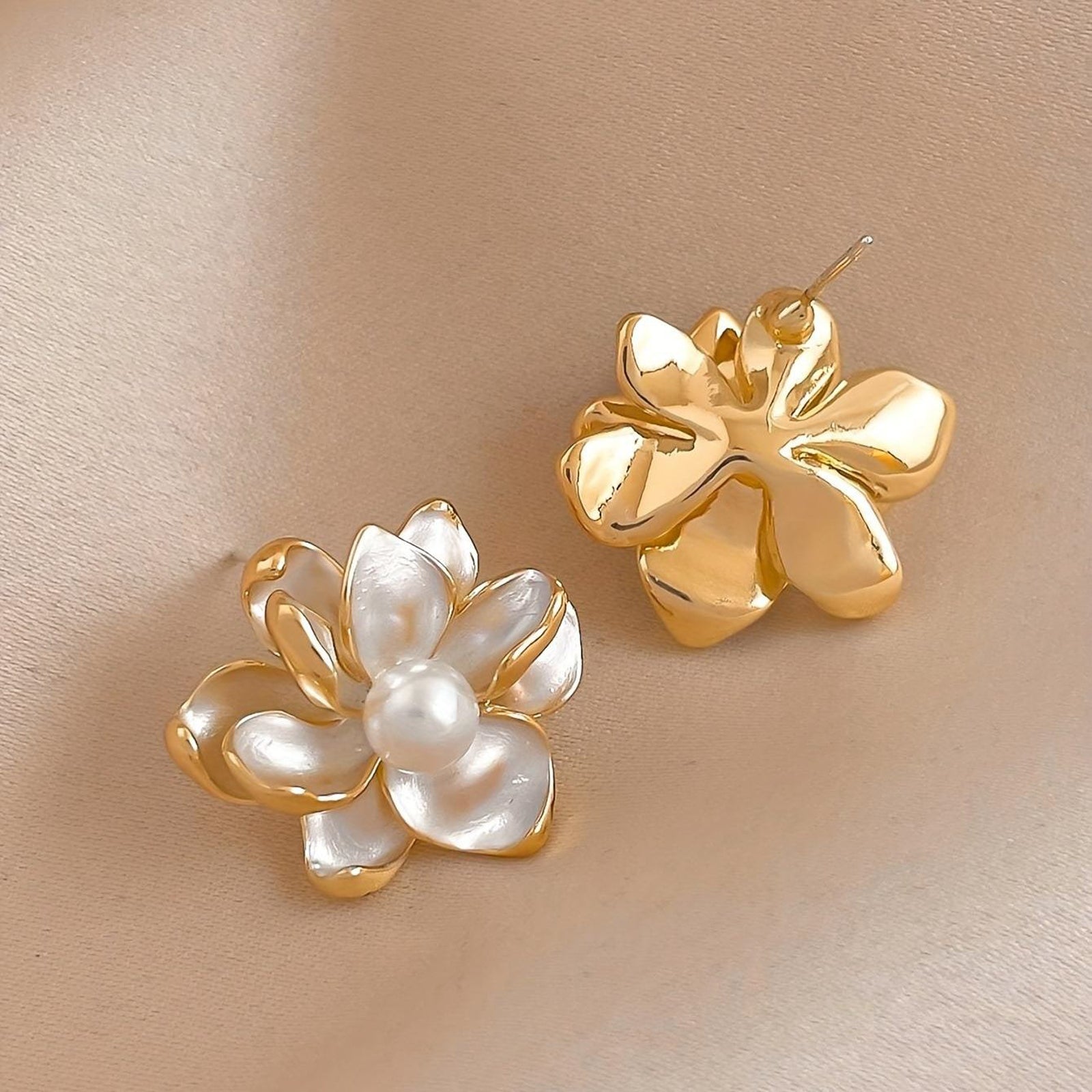 Pearlescent Camellia Bloom Studs