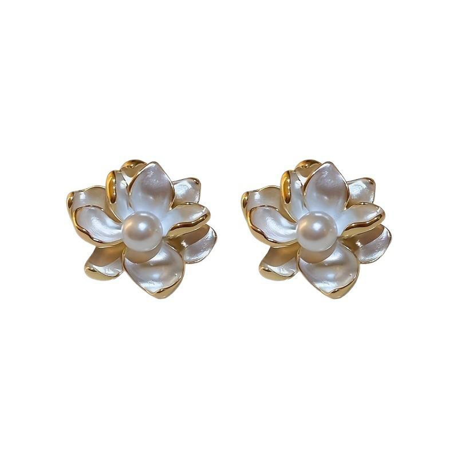Pearlescent Camellia Bloom Studs