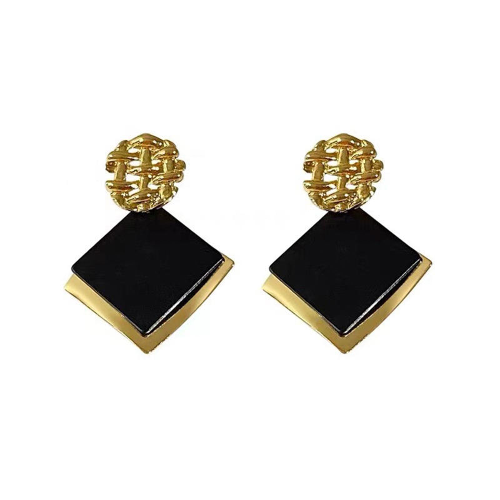 Textured Gold & Black Onyx Style Dangles