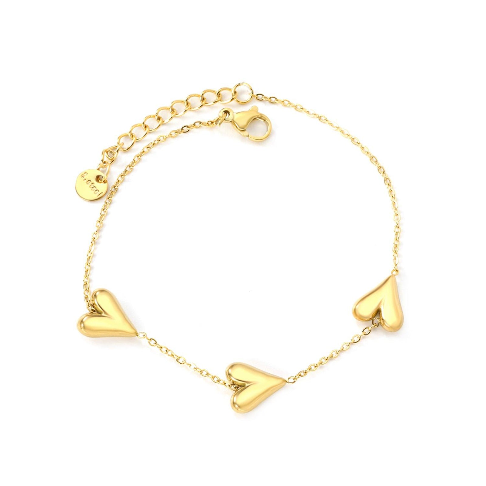 Gold-Plated Heart Charm Bracelet – Dainty Adjustable Jewelry for Women