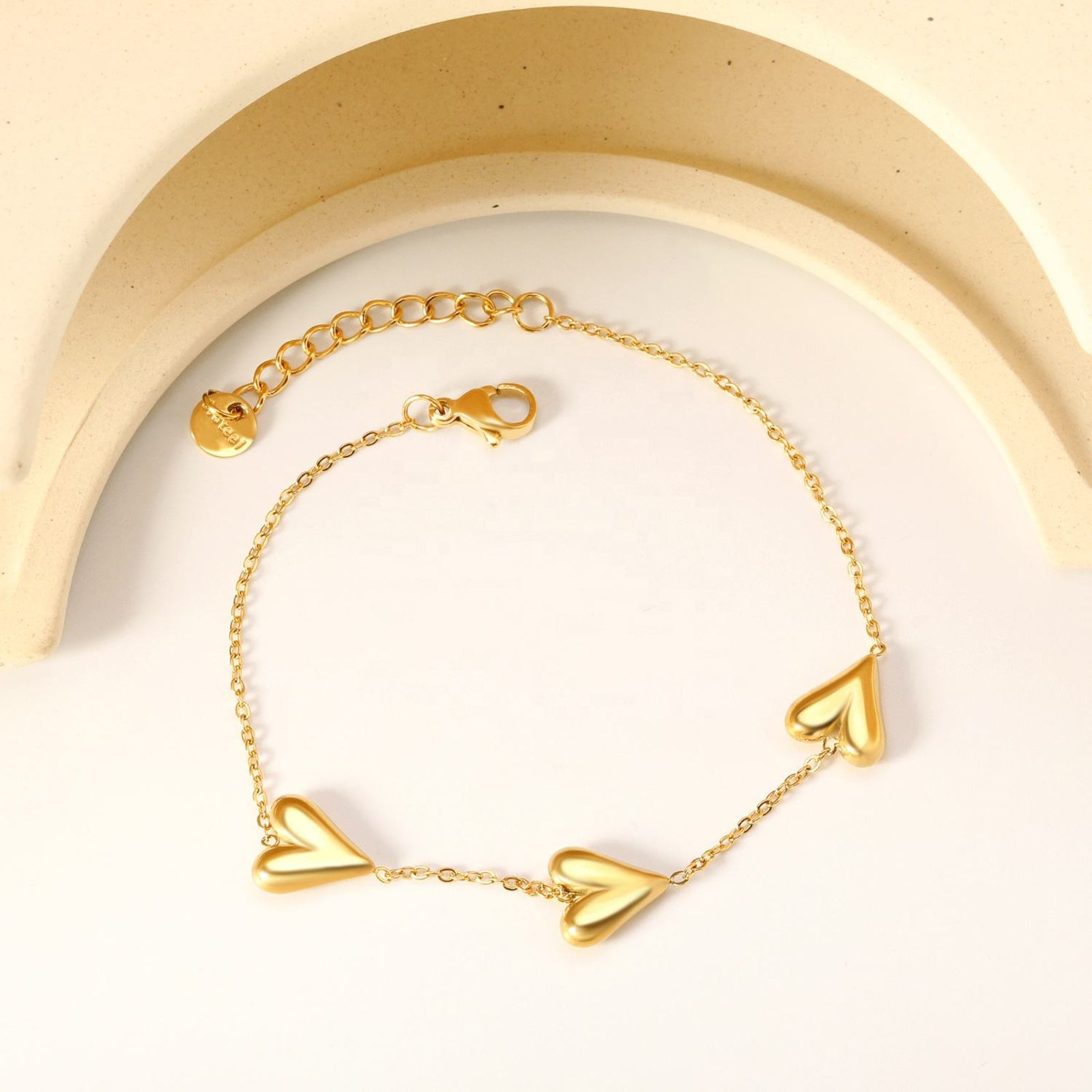Gold Plated Heart Charm Bracelet for Women | Minimal Adjustable Imitation Jewellery