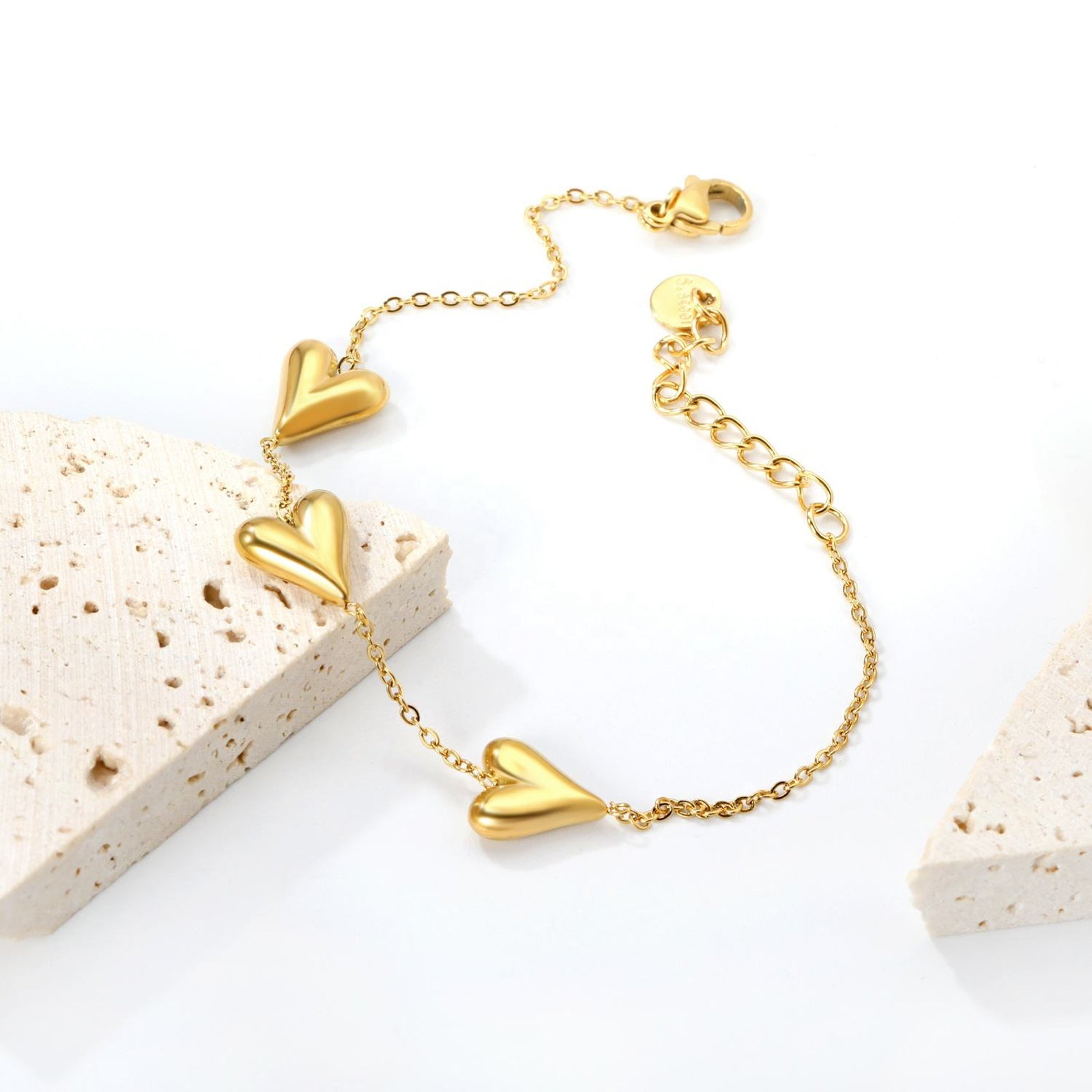 Gold Plated Heart Charm Bracelet for Women | Minimal Adjustable Imitation Jewellery