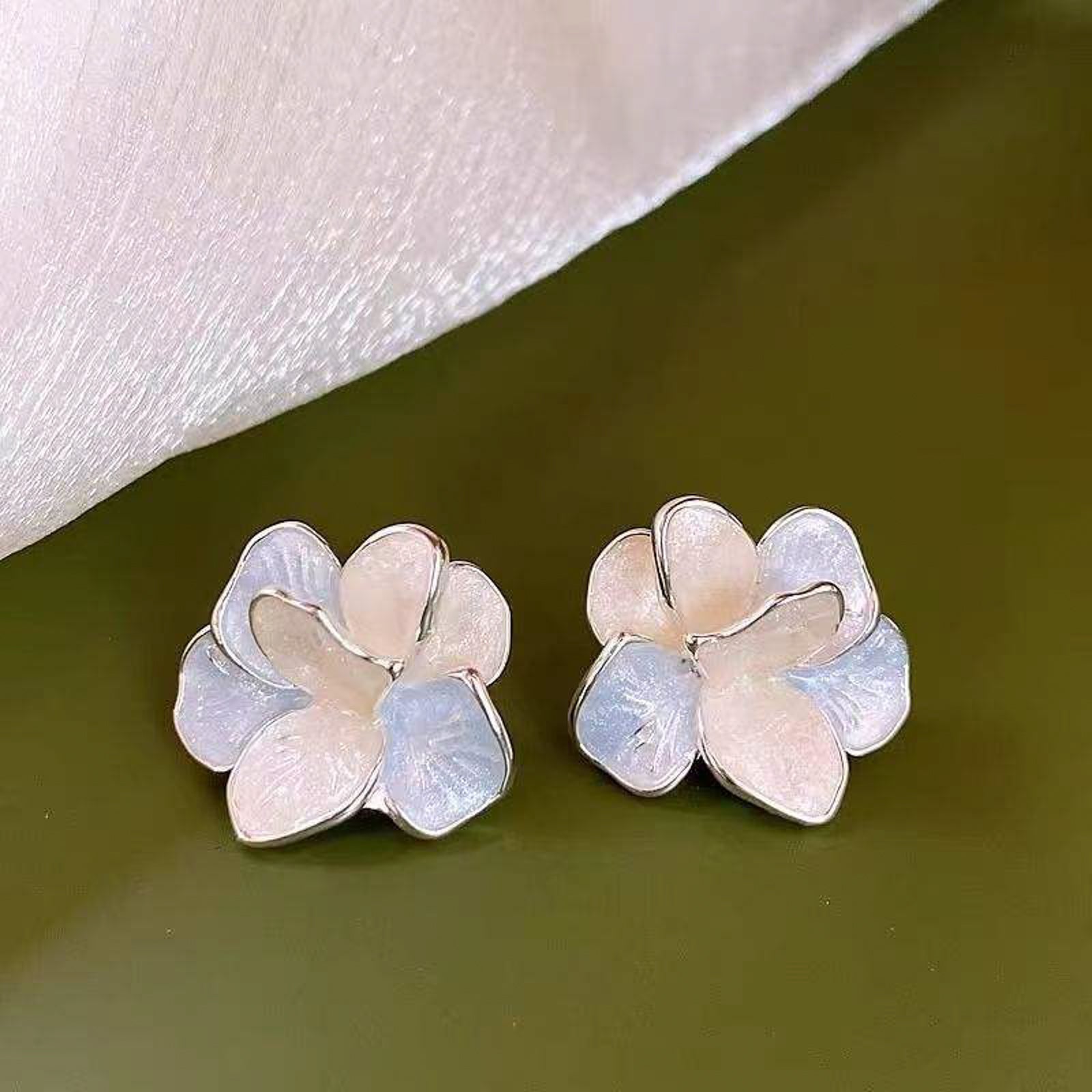 Elegant Pastel Floral Stud Earrings for Women | Pearl Finish Imitation Jewelry