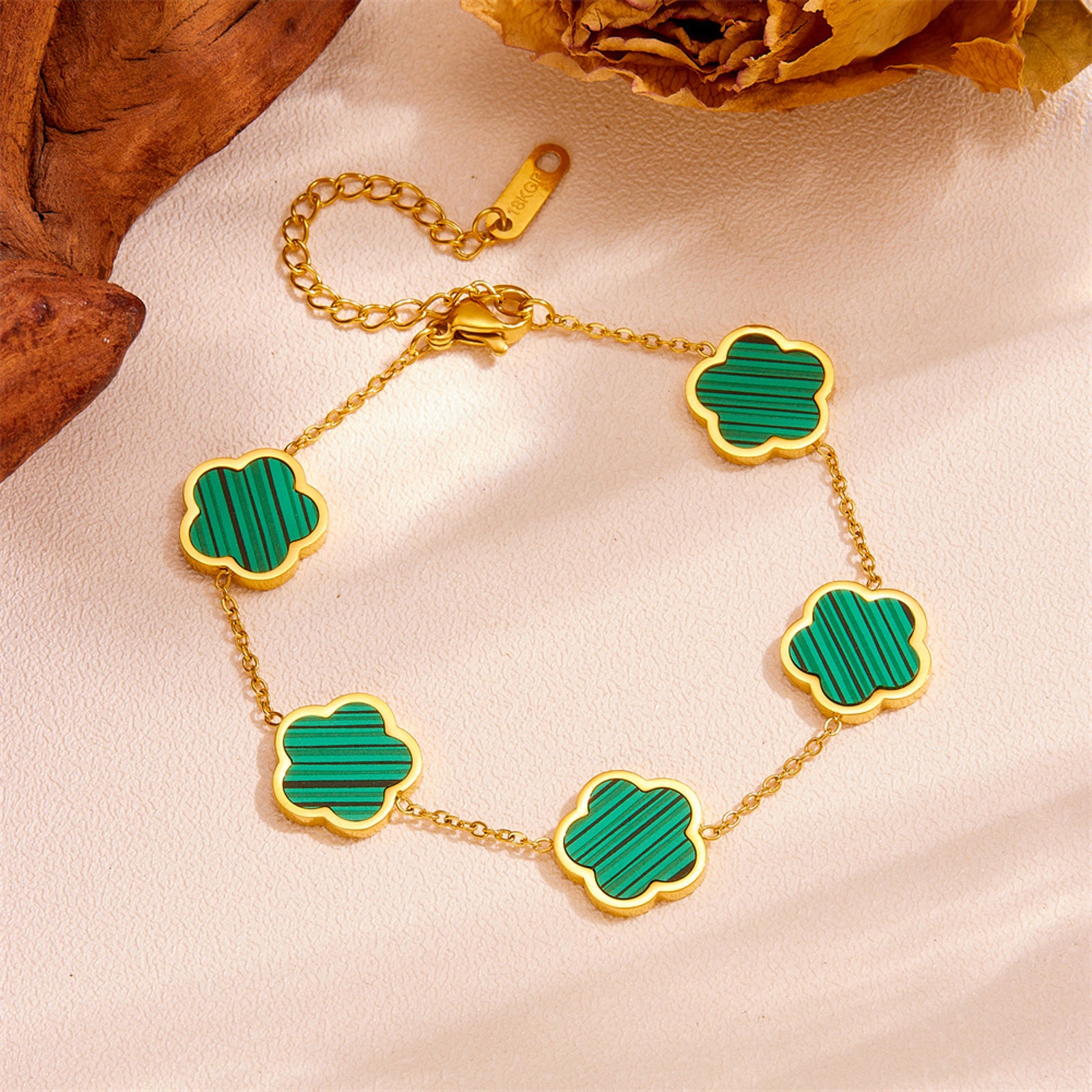 Gold Clover Charm Bracelet