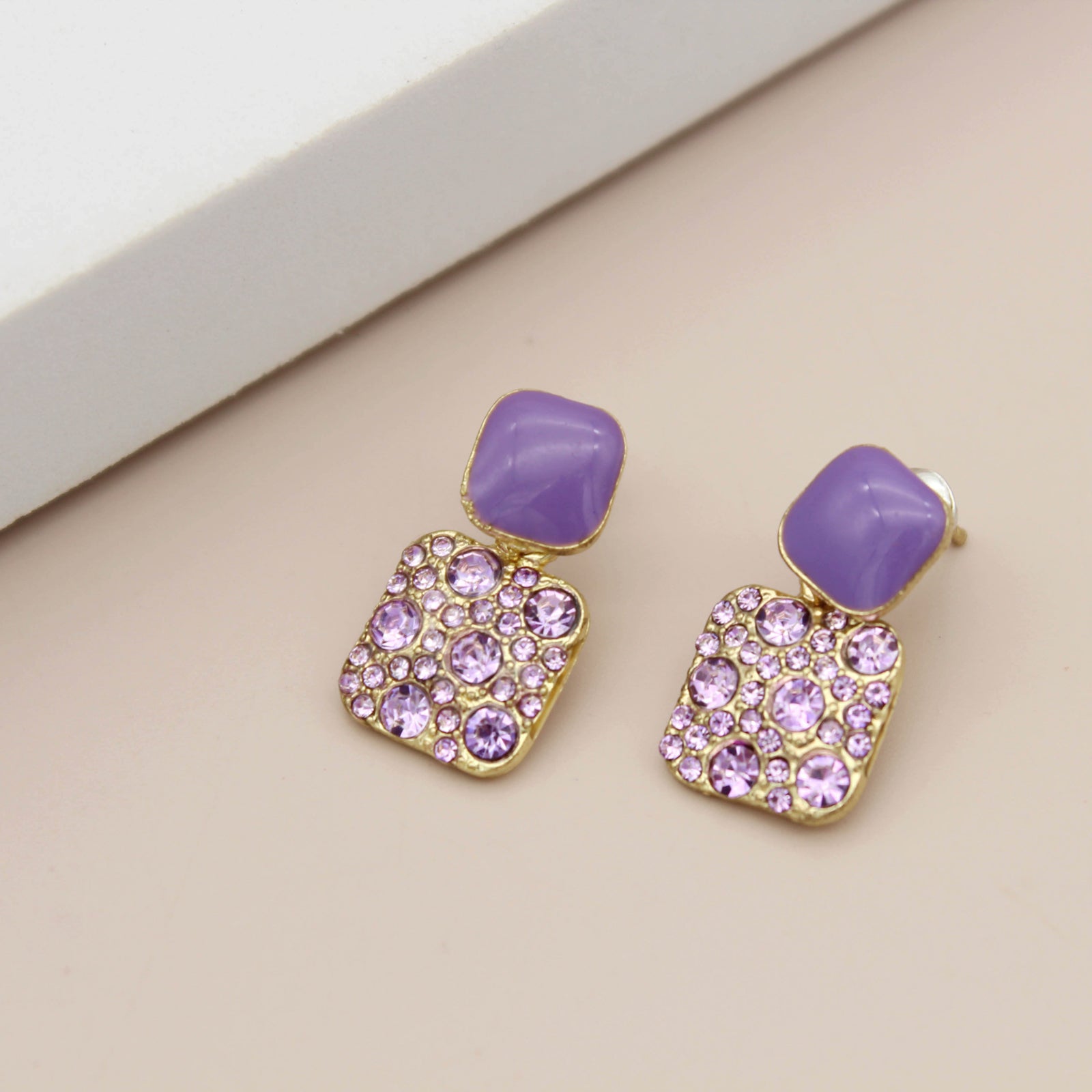 Radiant Purple Pave Stud Earrings