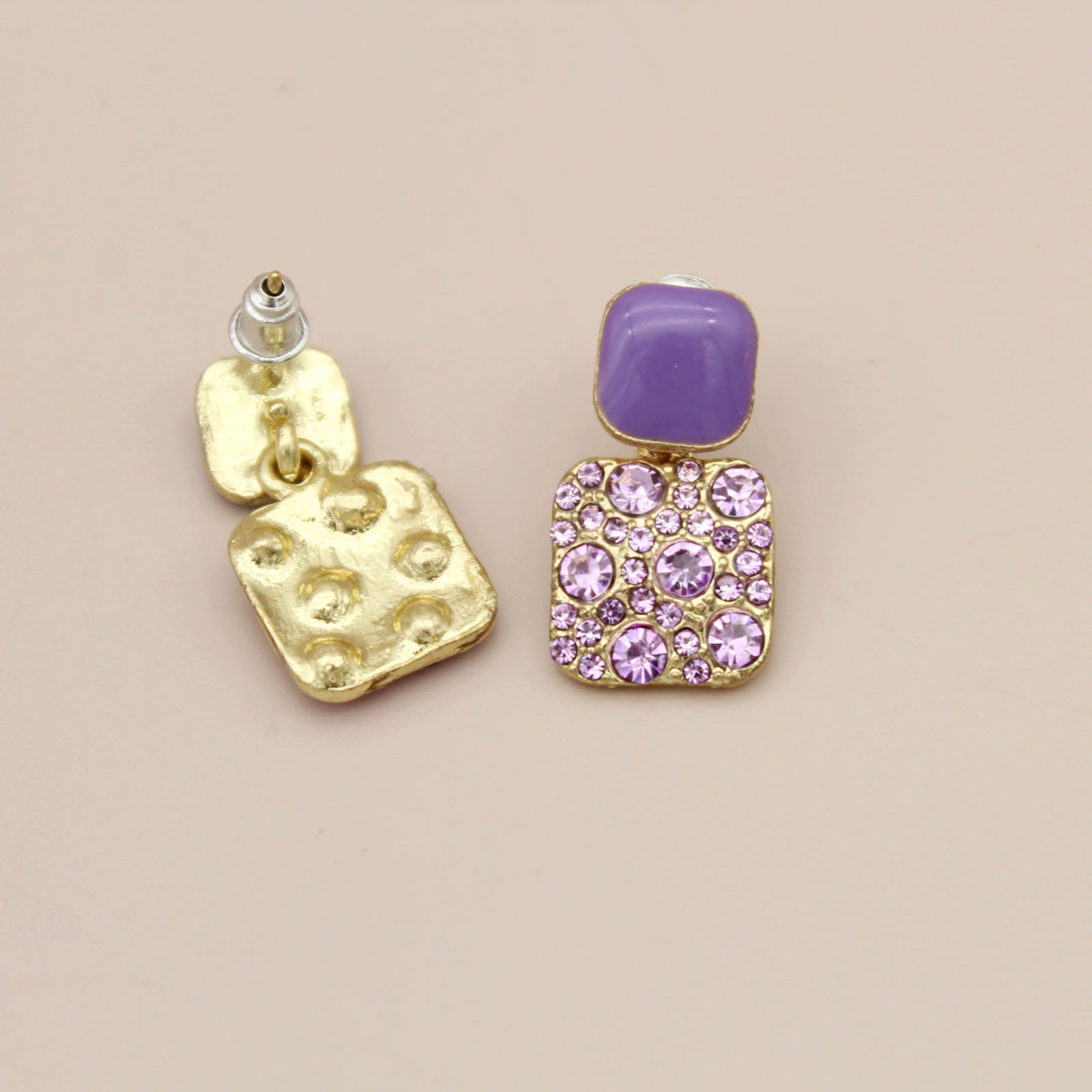 Radiant Purple Pave Stud Earrings